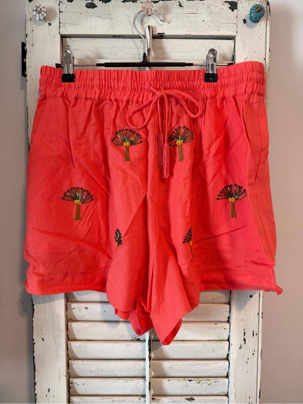 FARM Rio Coral Palm Embroidered Drawstring Shorts - Picture 4 of 8